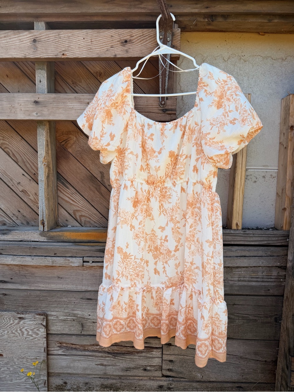Blu Pepper Peach Floral Off-The-Shoulder Dress | Size Large - Picture 7 of 7